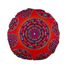 Pretty Floral Geometric Pattern Standard 15  Premium Flano Round Cushions by LovelyDesigns4U