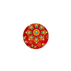 Red And Orange Floral Geometric Pattern 1  Mini Buttons by LovelyDesigns4U