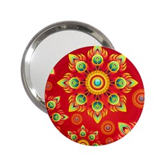 Red And Orange Floral Geometric Pattern 2 25  Handbag Mirrors by LovelyDesigns4U