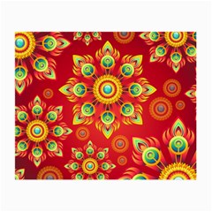 Red And Orange Floral Geometric Pattern Small Glasses Cloth by LovelyDesigns4U