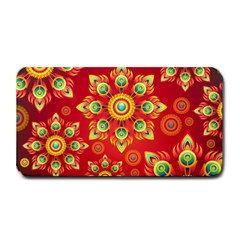 Red And Orange Floral Geometric Pattern Medium Bar Mats by LovelyDesigns4U