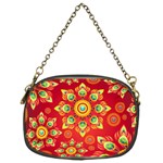 Red and Orange Floral Geometric Pattern Chain Purses (Two Sides)  Front