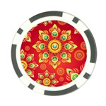 Red and Orange Floral Geometric Pattern Poker Chip Card Guard (10 pack) Back