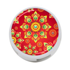 Red And Orange Floral Geometric Pattern 4-port Usb Hub (two Sides)  by LovelyDesigns4U