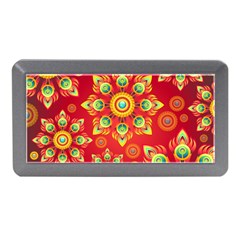 Red And Orange Floral Geometric Pattern Memory Card Reader (mini) by LovelyDesigns4U