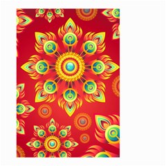 Red And Orange Floral Geometric Pattern Small Garden Flag (two Sides) by LovelyDesigns4U