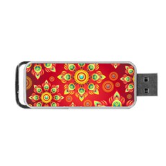 Red And Orange Floral Geometric Pattern Portable Usb Flash (two Sides)