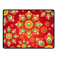 Red And Orange Floral Geometric Pattern Double Sided Fleece Blanket (small)  by LovelyDesigns4U