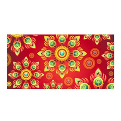 Red And Orange Floral Geometric Pattern Satin Wrap by LovelyDesigns4U