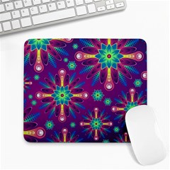 Purple And Green Floral Geometric Pattern Large Mousepads by LovelyDesigns4U