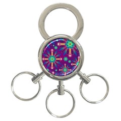 Purple And Green Floral Geometric Pattern 3-ring Key Chains by LovelyDesigns4U