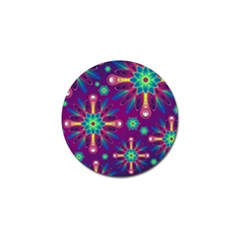 Purple And Green Floral Geometric Pattern Golf Ball Marker (4 Pack) by LovelyDesigns4U