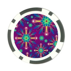 Purple And Green Floral Geometric Pattern Poker Chip Card Guard by LovelyDesigns4U