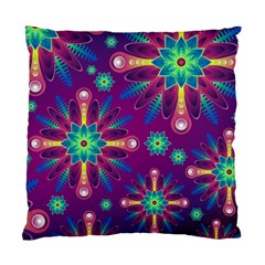 Purple And Green Floral Geometric Pattern Standard Cushion Case (two Sides) by LovelyDesigns4U