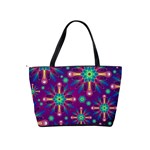 Purple and Green Floral Geometric Pattern Shoulder Handbags Back