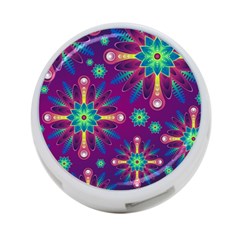 Purple And Green Floral Geometric Pattern 4-port Usb Hub (one Side) by LovelyDesigns4U