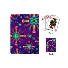 Purple And Green Floral Geometric Pattern Playing Cards (mini) 