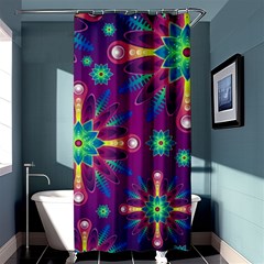 Purple And Green Floral Geometric Pattern Shower Curtain 36  X 72  (stall)  by LovelyDesigns4U