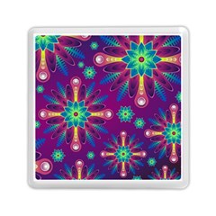 Purple And Green Floral Geometric Pattern Memory Card Reader (square)  by LovelyDesigns4U