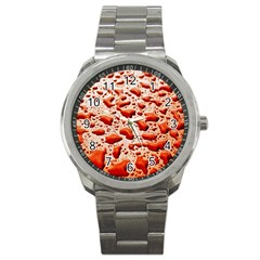 Water Drops Background Sport Metal Watch by Nexatart