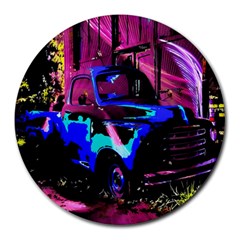 Abstract Artwork Of A Old Truck Round Mousepads by Nexatart