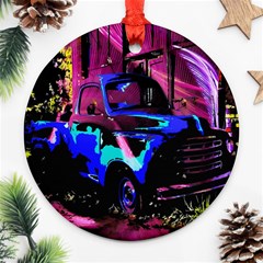 Abstract Artwork Of A Old Truck Ornament (round) by Nexatart