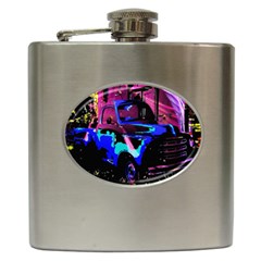 Abstract Artwork Of A Old Truck Hip Flask (6 Oz)