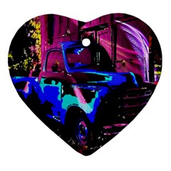 Abstract Artwork Of A Old Truck Heart Ornament (two Sides) by Nexatart