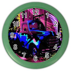 Abstract Artwork Of A Old Truck Color Wall Clocks by Nexatart