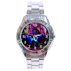 Abstract Artwork Of A Old Truck Stainless Steel Analogue Watch by Nexatart