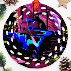 Abstract Artwork Of A Old Truck Ornament (round Filigree) by Nexatart