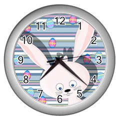 Easter bunny  Wall Clocks (Silver) 