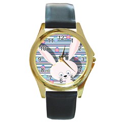 Easter bunny  Round Gold Metal Watch