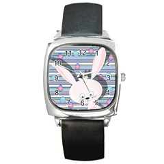 Easter bunny  Square Metal Watch