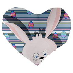 Easter bunny  Large 19  Premium Flano Heart Shape Cushions