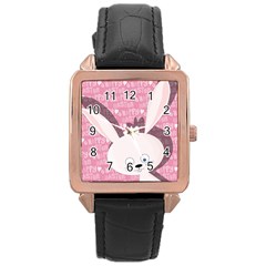 Easter Bunny  Rose Gold Leather Watch  by Valentinaart