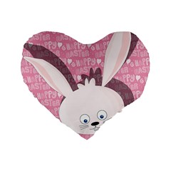 Easter Bunny  Standard 16  Premium Flano Heart Shape Cushions by Valentinaart