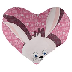 Easter Bunny  Large 19  Premium Flano Heart Shape Cushions by Valentinaart