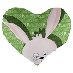 Easter bunny  Large 19  Premium Flano Heart Shape Cushions