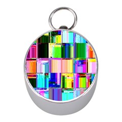 Glitch Art Abstract Mini Silver Compasses by Nexatart