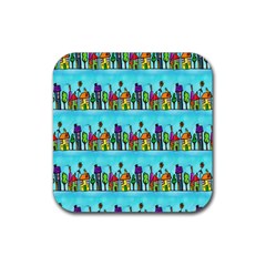 Colourful Street A Completely Seamless Tile Able Design Rubber Coaster (square)  by Nexatart