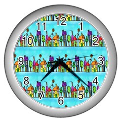 Colourful Street A Completely Seamless Tile Able Design Wall Clocks (silver)  by Nexatart