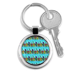 Colourful Street A Completely Seamless Tile Able Design Key Chains (round)  by Nexatart