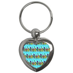 Colourful Street A Completely Seamless Tile Able Design Key Chains (heart)  by Nexatart