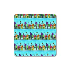 Colourful Street A Completely Seamless Tile Able Design Square Magnet by Nexatart