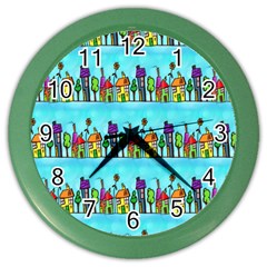 Colourful Street A Completely Seamless Tile Able Design Color Wall Clocks by Nexatart