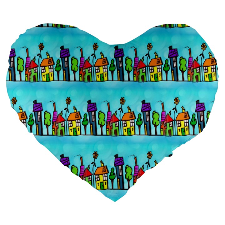 Colourful Street A Completely Seamless Tile Able Design Large 19  Premium Heart Shape Cushions