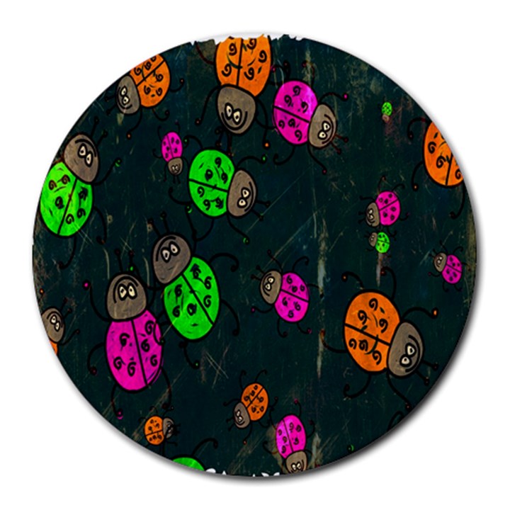 Cartoon Grunge Beetle Wallpaper Background Round Mousepads