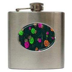 Cartoon Grunge Beetle Wallpaper Background Hip Flask (6 Oz)