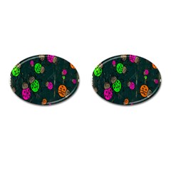 Cartoon Grunge Beetle Wallpaper Background Cufflinks (oval) by Nexatart